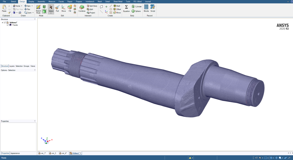 Projekt wahacza - Program do inżynierii wstecznej ANSYS SpaceClaim