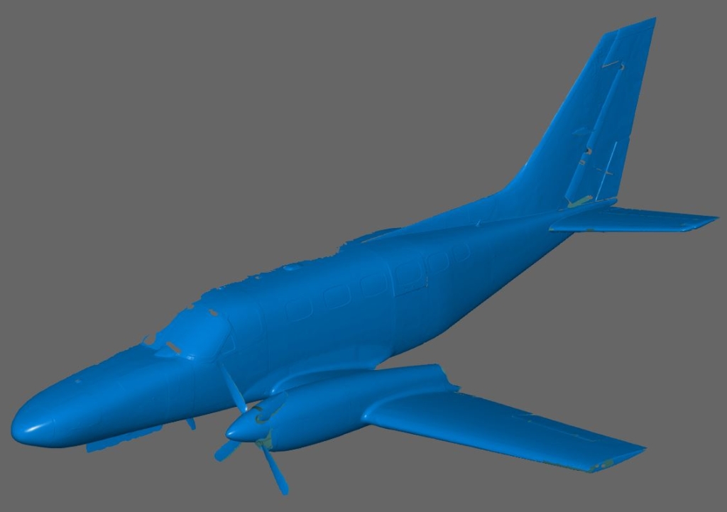 Wynik skanowania 3D samolotu Cessna 441 w postaci STL