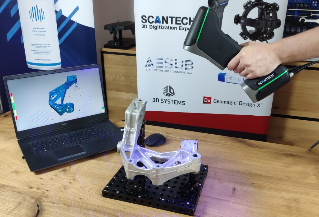 Skanowanie 3D odlewu wahacza ręcznym skanerem 3D
