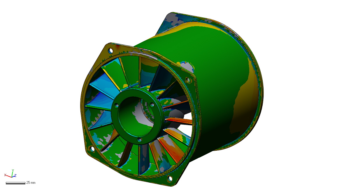 Turbina mapa odchyłek modelu CAD GeoMagic Design X